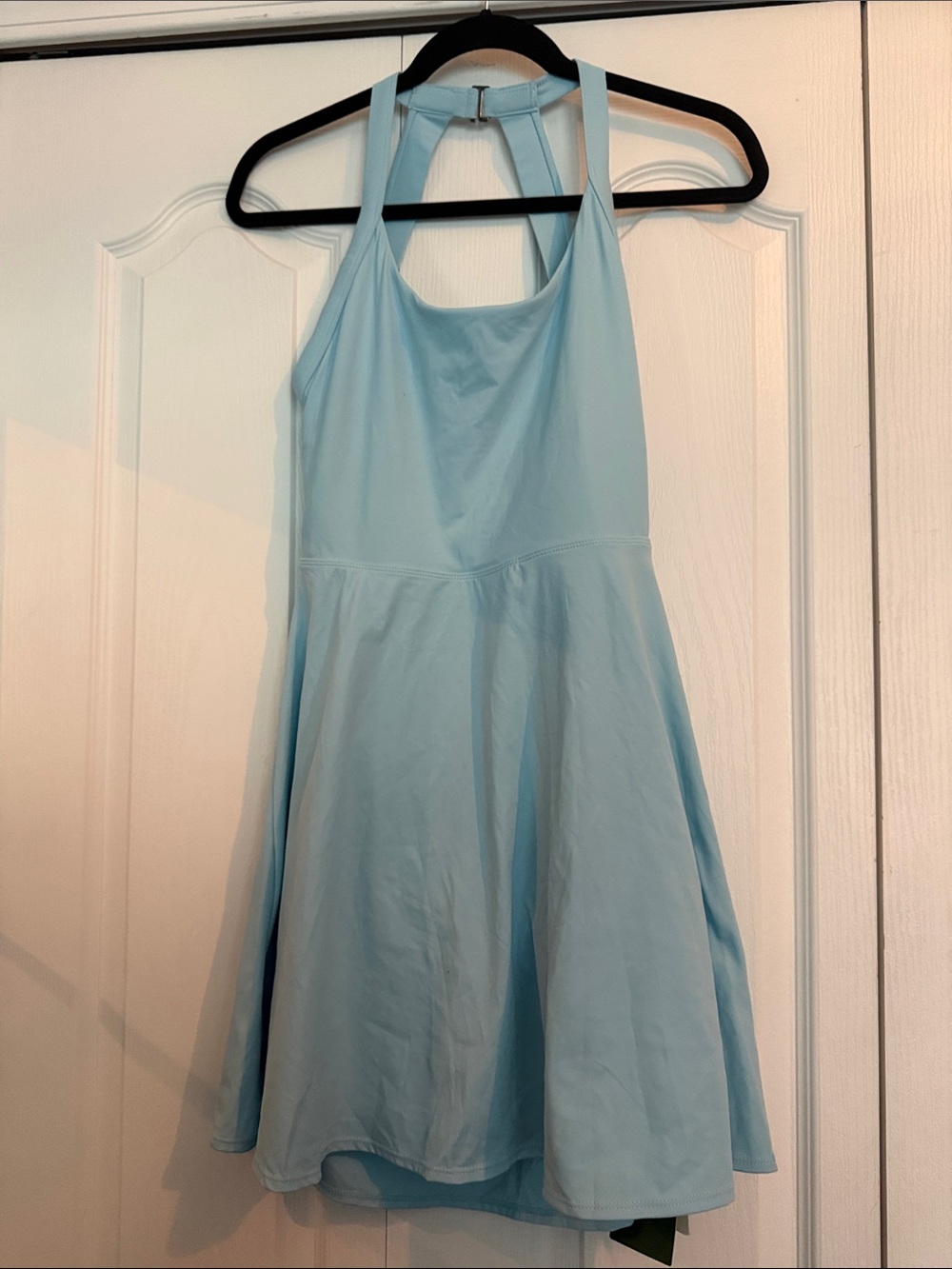 HALARA Sky Blue Halter Fit-and-Flare Dress